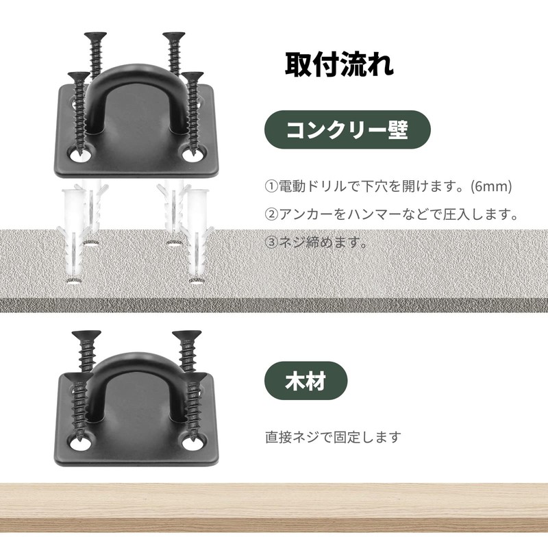 Raonlla Stainless Steel Rectangular Pad Eye Ceiling Hook for Sunshade,