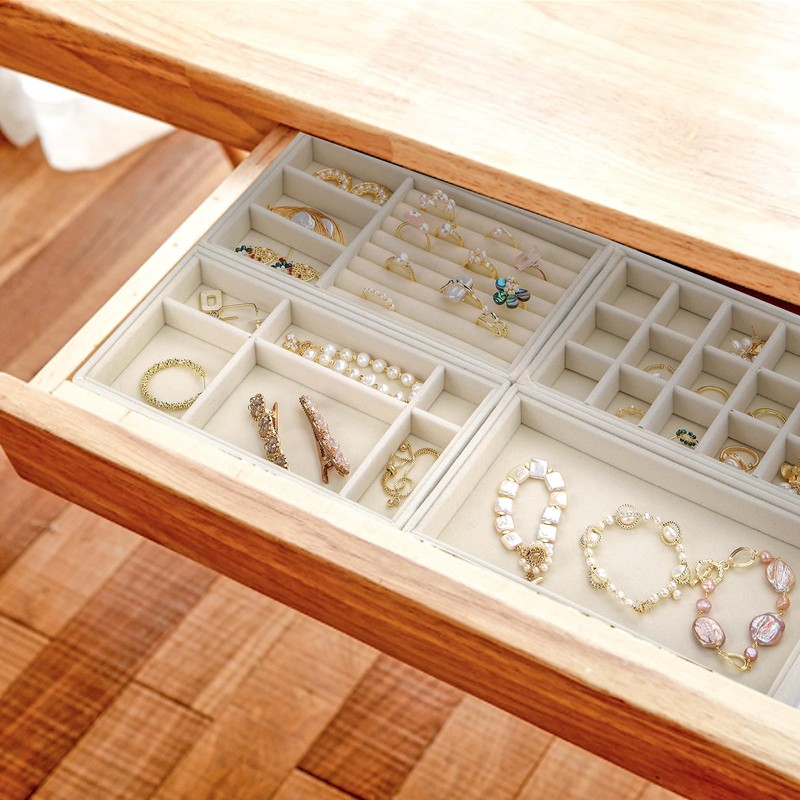 Elsjoy Set of 8 Velvet Jewelry Tray, Drawer Insert Divided