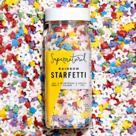 Supernatural Rainbow Starfetti Natural Confetti Sprinkles by Supernatural, Star Shapes, No Artificial Dyes, Soy Free, Gluten Free, Vegan, 3oz