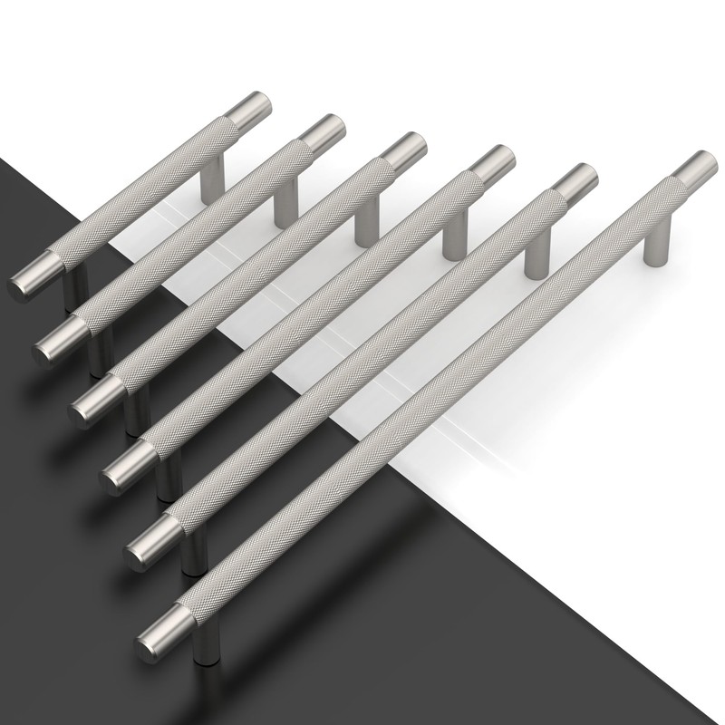 Coinkoly 10 Pack 5"(128mm) Satin Nickel Cabinet Pulls Knurled Kitchen