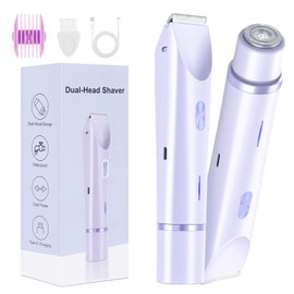 2025 Upgrade New Glow Aura Women's Shaver, Women's 2-in-1 Electric Razor & Bikini Trimmer, Wet and Dry Waterproof Bikini Shaver, Glowshave Dual Head Body Razor for Face, Legs, Underarm (Purple)