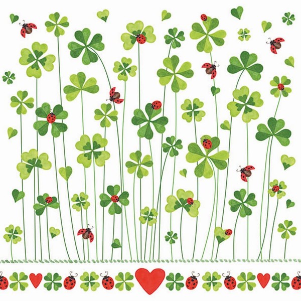 20 napkins, lucky clover, happiness, New Year, table decoration, decoupage,