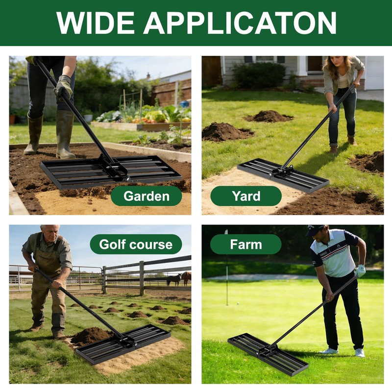 Ocean Ice Lawn Leveling Rake 30x10, 25-72" Adjustable Long Handle