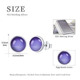 Birthstone Earrings 925 Sterling Silver Zircon Stud Earrings Jewellery Valentine's Day Mother's Day Christmas Birthday Gift for Women Girls Girlfriend, Sterling Silver