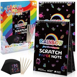 VopRog Magic Rainbow Scratch Art Notes Paper for Kids, DIY Party Favor Supplies