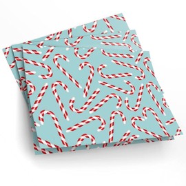 4 x Large Wrapping Paper Sheets - Christmas Candy Cane Ice Blue Gift Wrap - Son Daughter Secret Santa Fun Xmas Pattern Kids Teenager #170455