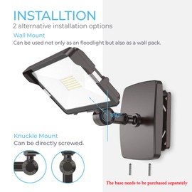 HYPERLITE 2 Pack 50W LED Flood Light Outdoor with Knuckle Mount, Wall Mount 5000K 5,500Lm IP65 Waterproof LED Security Lights for Yard Garden Garage UL Listed