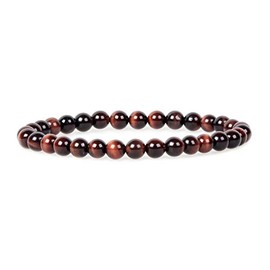 Natural Red Tiger Eye Gemstone 6mm Round Beads Stretch Bracelet 6.5 Inch