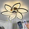 Ruibutrade 30inch Black Flower Modern CeilingFans with Lights, Low Profile