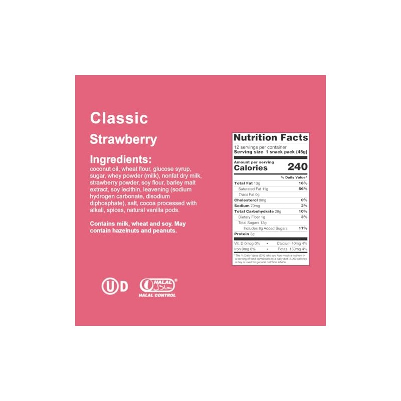 Loacker Classic Strawberry Cream Wafer Cookies, 12-Pack, Non-GMO