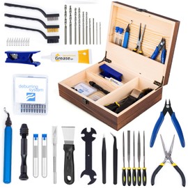 3D Printing Tool Set with Wood Box – 3D Printer Tools Features a deburring Tool, Wire Cutter, Drill, and Scraper for Model cleanup, Surface Smoothing, and Precise Drilling.