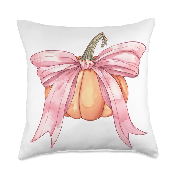 Coquette Pumpkin Pink Bow Autumn Fall Halloween Social Club Throw