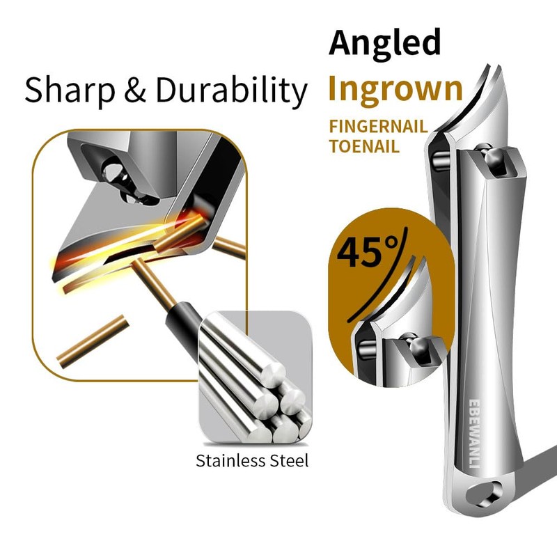 EBEWANLI Ingrown Toeail Clippers, Pointed Slant Blade Toe Nail Clippers