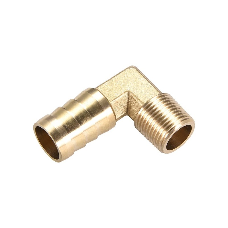 sourcing map Brass Barb Hose Fitting, 90 Degree Elbow 16mm