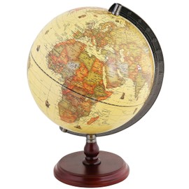 ANNOVA Antique Globe 10" / 25 cm Diameter with A Wood Base, Vintage Decorative Political Desktop World - Rotating Full Earth Geography Educational - Kids, Adults, School, Home, Office (Dia 10-inch)