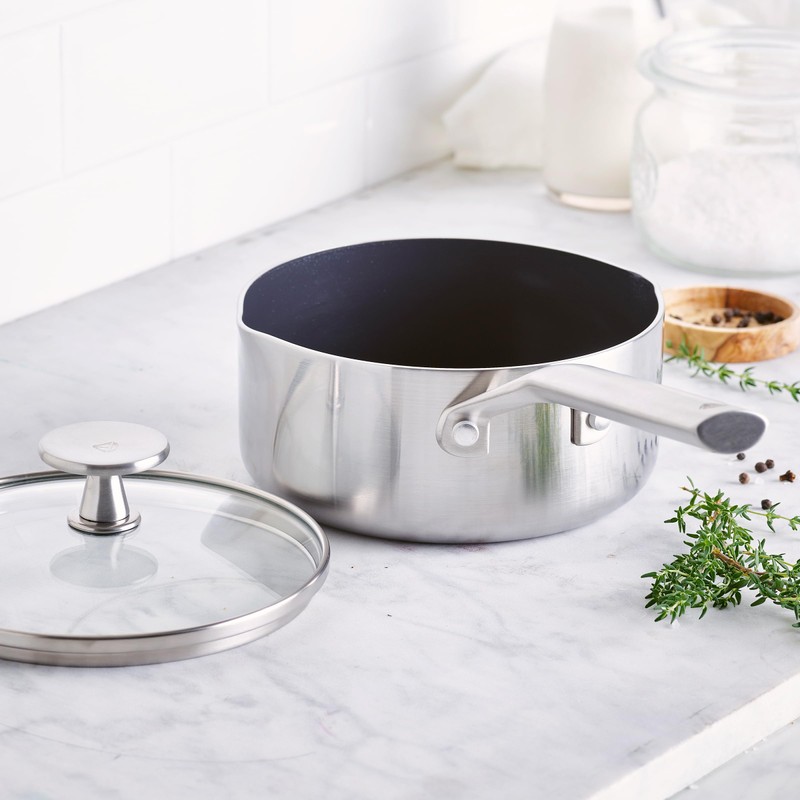 Blue Diamond Cookware Tri-Ply Stainless Steel Ceramic Nonstick, 1.6 QT