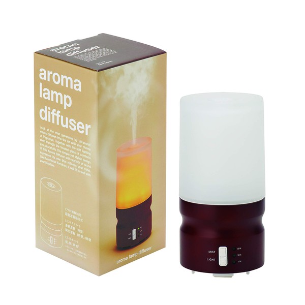 Dark Brown Aroma Lamp Diffuser, Ultrasonic Vibration System, Essential Oils, Essential Oils, Essential Oils, With Timer, LED Light