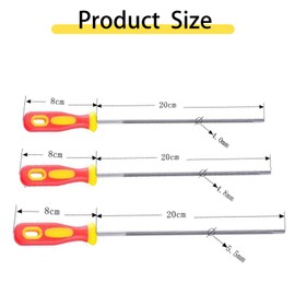 Chainsaw File, Chainsaw Round File, File Set with Handle and File Holder, for Chainsaws, Available in 3 Sizes of 4.8 mm, 5.5 mm, 4.0 mm