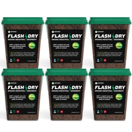 FlashDry All Purpose Organic Industrial Absorbent - 5 Liter Bucket, Case of 6- Instantly Absorbs Liquid Spills - Safer and 5-7x More Absorbent Than Clay - Lightweight & Refillable - OSHA Compliant