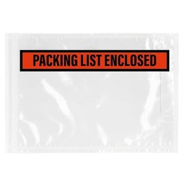 Packing List Envelopes 4.5" x 5.5", Clear Adhesive Invoice Packing Slip Envelope Pouches Shipping Label Sleeves (‎4.5" x 5.5" | Packing List Enclosed, 100, Pack)