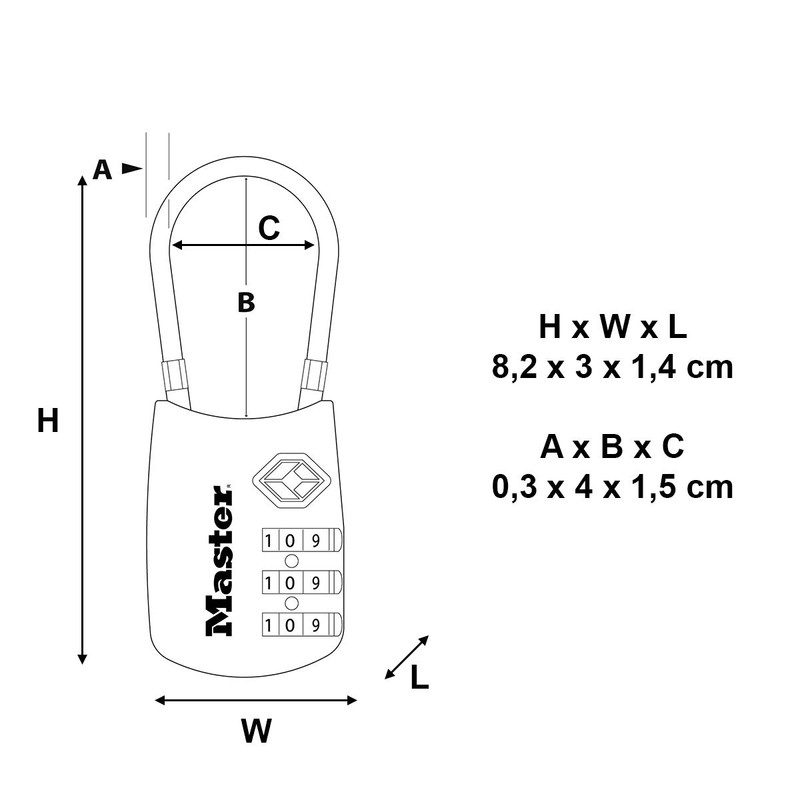 Master Lock 4688EURD Combination Travel Padlock TSA Certified, Random Color,