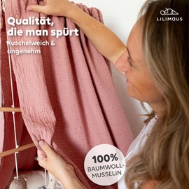 lilimaus Baby Bed Canopy, Dusky Pink, Canopy for Baby Bed Made of 100% Cotton Muslin, Handmade – Bed Canopy for Girls and Boys – Canopy Bed Curtains as Decoration for Children's Room and Baby Room