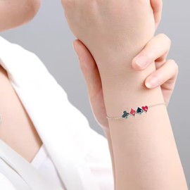 3 Pcs Rhinestone Ace of Spades Necklace Earrings Bracelet For Women Men Cute Rhinestone Poker Stud Earrings Braided Leather Cool Bracelet Poker Jewerly Set (Black)
