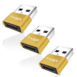 TYGA STORE USB Type C Female to USB Type A Male Adapter 2.0, Sync, Transfer, Charge, Plug & Play (3, Gold)