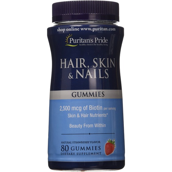 Puritan's Pride Hair/Skin and Nail Gummies, 80 Count