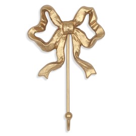 Single Bow Hook,Wall Mounted Functional Hook,Antique Gold Cast Iron Hooks for Coats,Hats,Bags, Bath Towels ,Room Decorations,Hallway,Bathroom,Kitchen,Office (Small single Bow Hooks:4.1x6.5 inches)