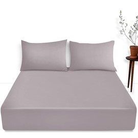 King Size Deep Fitted Sheet- 16"/40 cm Anti Allergy Bedding Sheet- Polycotton Fabric Deep Pocket Bottom Sheet- Grey