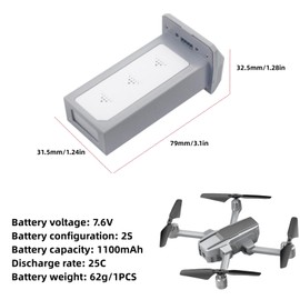 sea jump 2PCS 7.6V 1100mAh 2S Lipo Battery for HS440D Quadcopter, Foldable Remote Control Drone Backup Battery