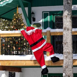 Christmas Hanging Santa Claus Decoration 67 Inch Outdoor Climbing Hanging Santa Claus Christmas Ornament Climbing Santa for Christmas Home Door Wall Windows Fireplaces Roof Porch Decor(#1)