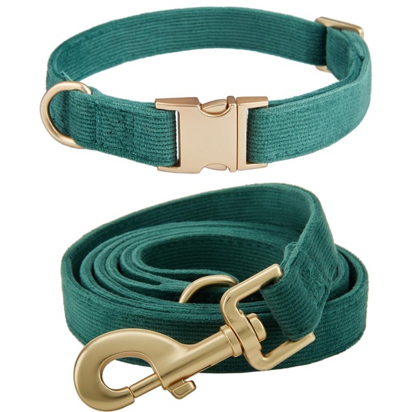 YUDOTE Dog Collar and Lead Set Large,Soft Non-irritant Corduroy Collar