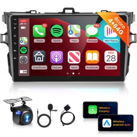 Podofo 8Core 4G 64G for Toyota Corolla 2009-2013 Car Radio Stereo with 9 inch 1280x720P IPS Touchscreen Wireless CarPlay Android Auto DSP/46 EQ Bluetooth 5.0 FM WiFi Backup Camera 59 UIs MirrorLink