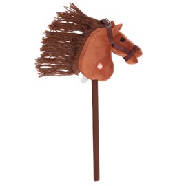 70cm Height Plush Horse Stick Toy Cute Expression 2 Sound Effect Outdoor Stuffed Stick Horse Deep Brown