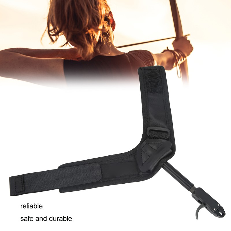 Bow Caliper Release Aid Aluminum Alloy Neoprene Wrist Strap Archery