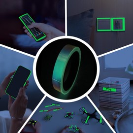 wayofcha Glow in The Dark Tape - 33 FT X 0.5 Inch Glow Tape, Fluorescent Tape, Waterproof Luminous Reflective Tape for Stairs, Walls, Steps, Exit Sign, Theatres, Staged & Dark Areas