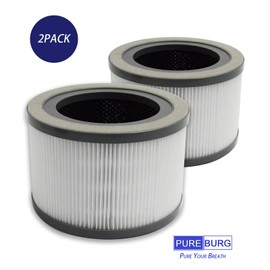 PUREBURG Replacement True HEPA Filters compatible with Levoit Vista 200 air purifier Part Number Vista 200-RF,H13 3-Stage Filtration Activated carbon 2-IN-1 Air Clean Dust VOCs Odor,2-Pack