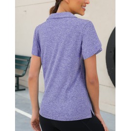 Viracy Womens Golf Polo, 1/4 Zipper Shirts Cross-Sleeves Quick Dry Breathable Lightweight Casual Wear Moisture Wicking Dry Fit Summer Yoga Golfing Gym Workout Outfits,Purple-XL
