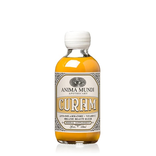 Anima Mundi Curam Organic Beauty Elixir - Liquid Turmeric Tincture - Adaptogenic Liquid Herbal Tincture with Organic Turmeric Root Extract - Add to Tea, Coffee, Smoothies and More (2oz)