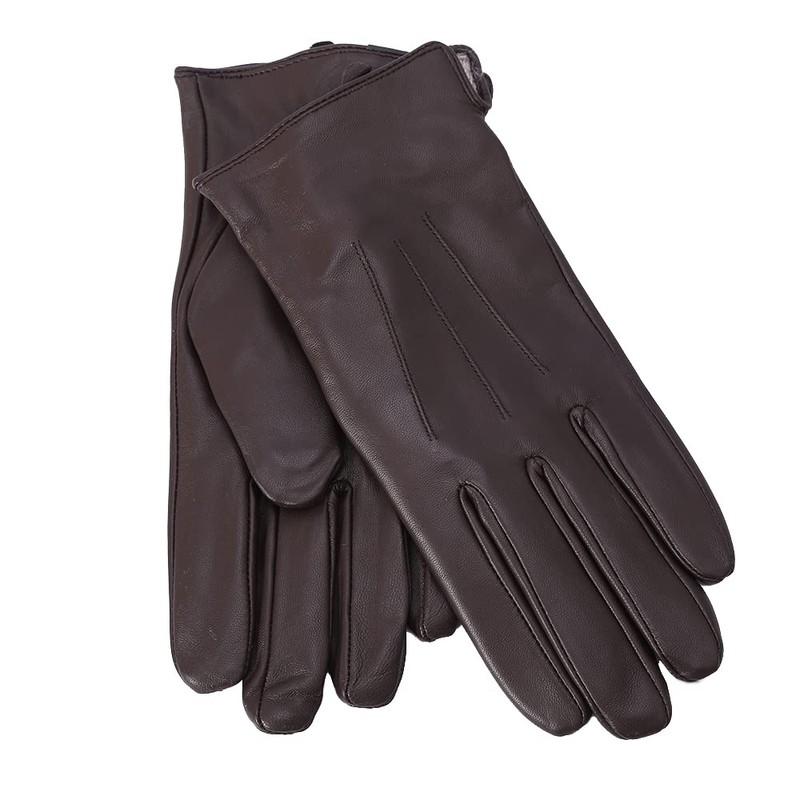 MGGMOKAY Men's Cashmere Lined Leather Gloves, Brown (touchscreen)