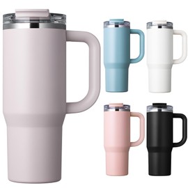 Homealexa Insulated Tumbler 900ml/30oz 304 Stainless Steel, Double Wall Vacuum Design with Leak-Proof Lid and Straw, Perfect for Cold & Iced Beverages Purple