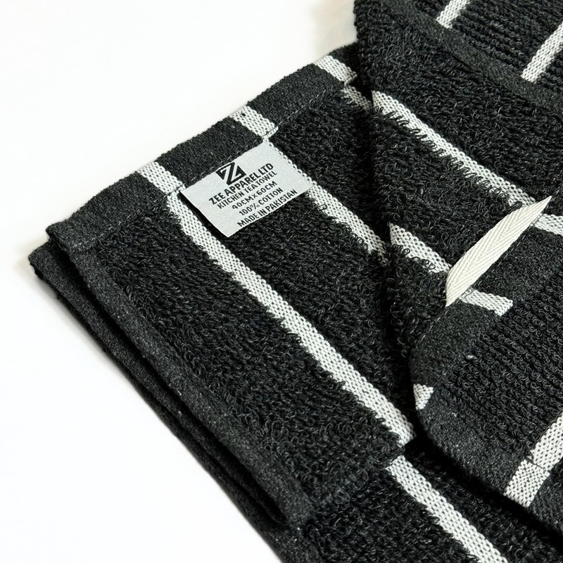 ZEE APPAREL Cotton Kitchen Tea Towels, 5 Pack, Grey with