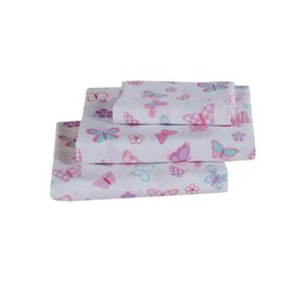 Better Home Style Butterflies Butterfly Floral Flowers Pink Purple Turquoise Girls/Kids/Teens 4 Piece Sheet Set with Pillowcases Flat and Fitted Sheets Set # Tree Butterfly (Full)
