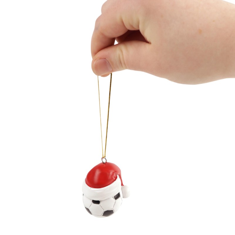 Soccer Ball with Santa Hat Ornament, Christmas Tree Sports Accessory,