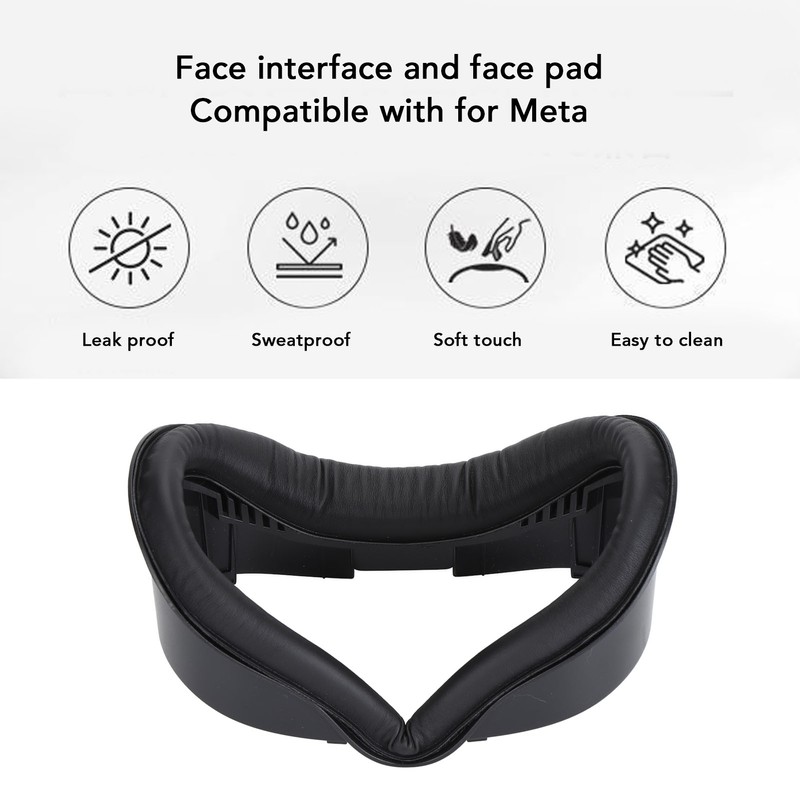 VR Face Pad Black Raised PU Leather Sweat Proof Light