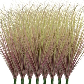 LUZOGA 24Pcs Artificial Grass Plants, Faux Shrubs Wheat Grass, Artificial Tall Grass Fake Plants for Outdoor Decor,Artificial Greenery Stems Weed for Room Indoor Home Decor（Purple）