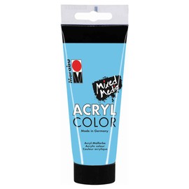 Marabu 12010050090 Acrylic Colour Light Blue 100 ml, Creamy Acrylic Paint, Water-based, Quick Drying, Light-Fast, Waterproof, for Application with Brush and Sponge on Canvas, Paper and Wood