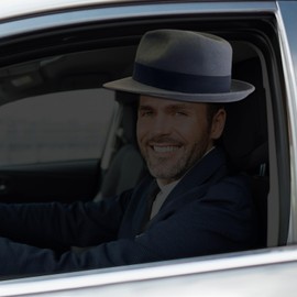 Dexspoeny Fedora Hat Window Decal, Funny Waterproof Car Stickers, Driving Fake with Fedora Hat Window Sticker, Funny Car Window Sticker Car Decoration for Trucks, Van, Suvs, Car Decals for Men